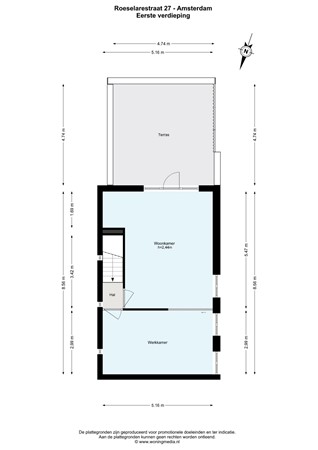 Floorplan - Roeselarestraat 27, 1066 SX Amsterdam